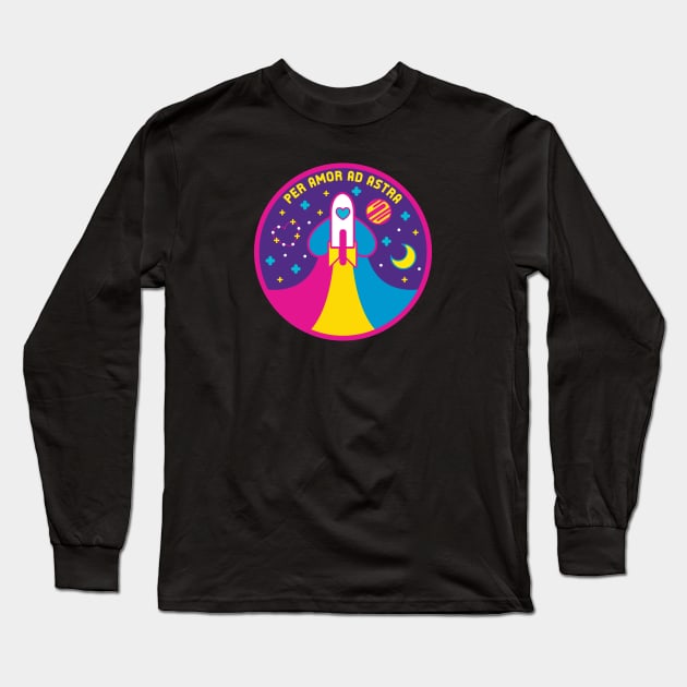 Space Pride - Pansexual Flag Long Sleeve T-Shirt by wanderingkotka